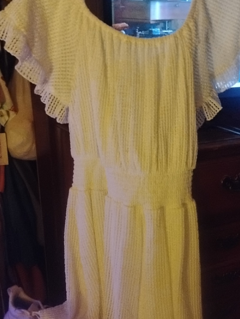 Cream Knit Maxi Dress with Ruffle Sleeve Detail